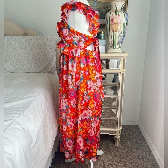 Sugarlips Waverly Floral Lizbeth Ruffle Back Tie Midi Dress - Picture 3 of 7